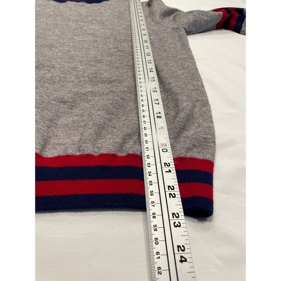 Madeleine Thompson x AQUA Mockneck Pullover Sweater Size XS Gray Red Blue Stripe - Picture 9 of 10
